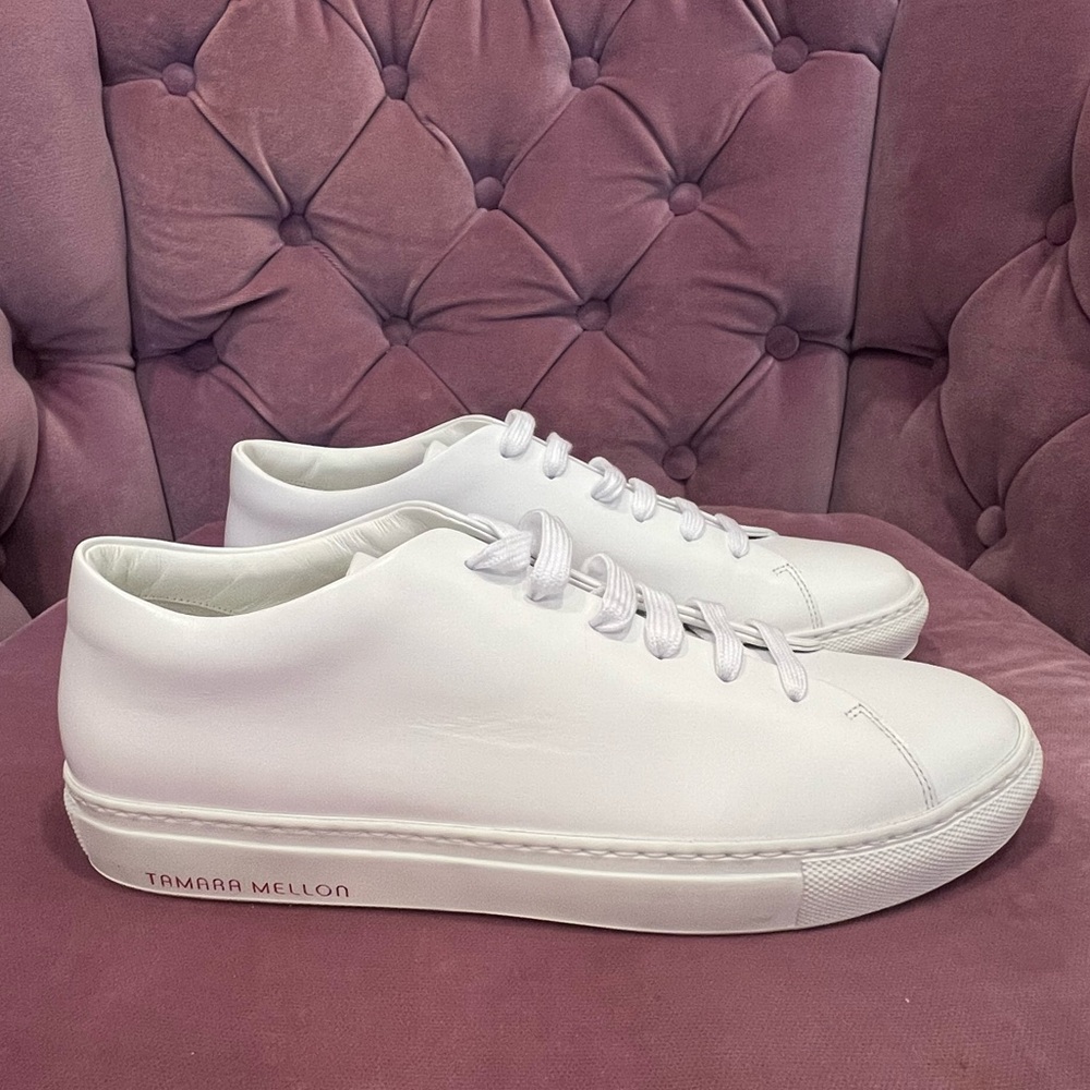 TAMARA MELLON OMW LEATHER SNEAKERS